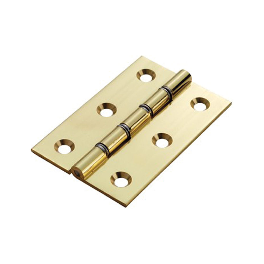 3 Inch (76mm) Budget Phosphor Bronze Washered Solid Brass Hinge - Polished Brass (Sold in Pairs)
